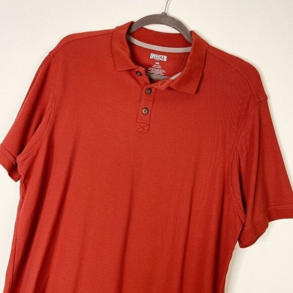 Duluth Trading Polo Shirt Mens Size 2XL Orange Knit Short Sleeve - Picture 2 of 7